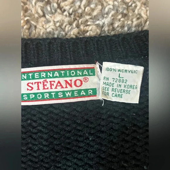 Vintage cozy cardigan cottage core  sweater black and white bunny print style - Picture 11 of 14